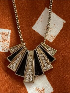 Aldo Gold/Black/Faux rhinestones necklace